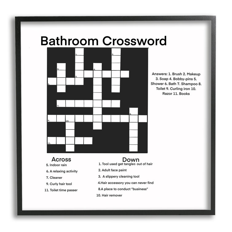 Stupell Industries " Crossword Bathroom Puzzle Fun Toilet Game Sign ...